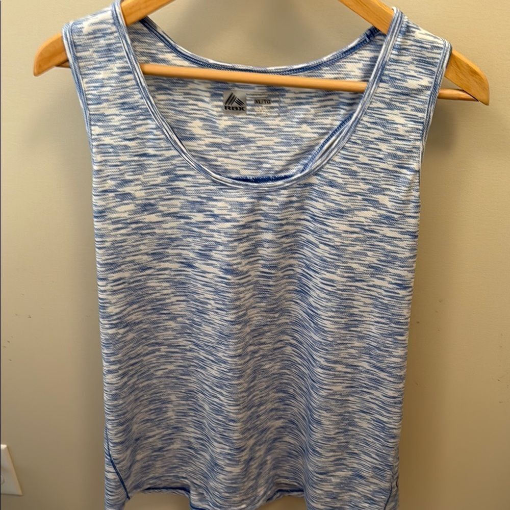 RBX White and Blue Tank Top with Moisture-Wicking Fabric